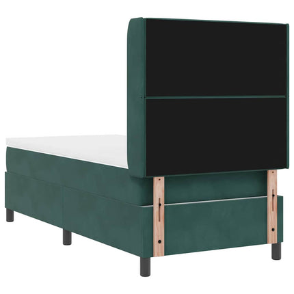 Box spring seng med madras Mørkegrøn 90 x 200 cm Fløjl