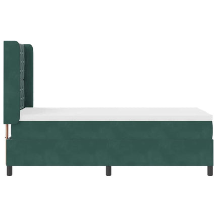 Box spring seng med madras Mørkegrøn 90 x 200 cm Fløjl
