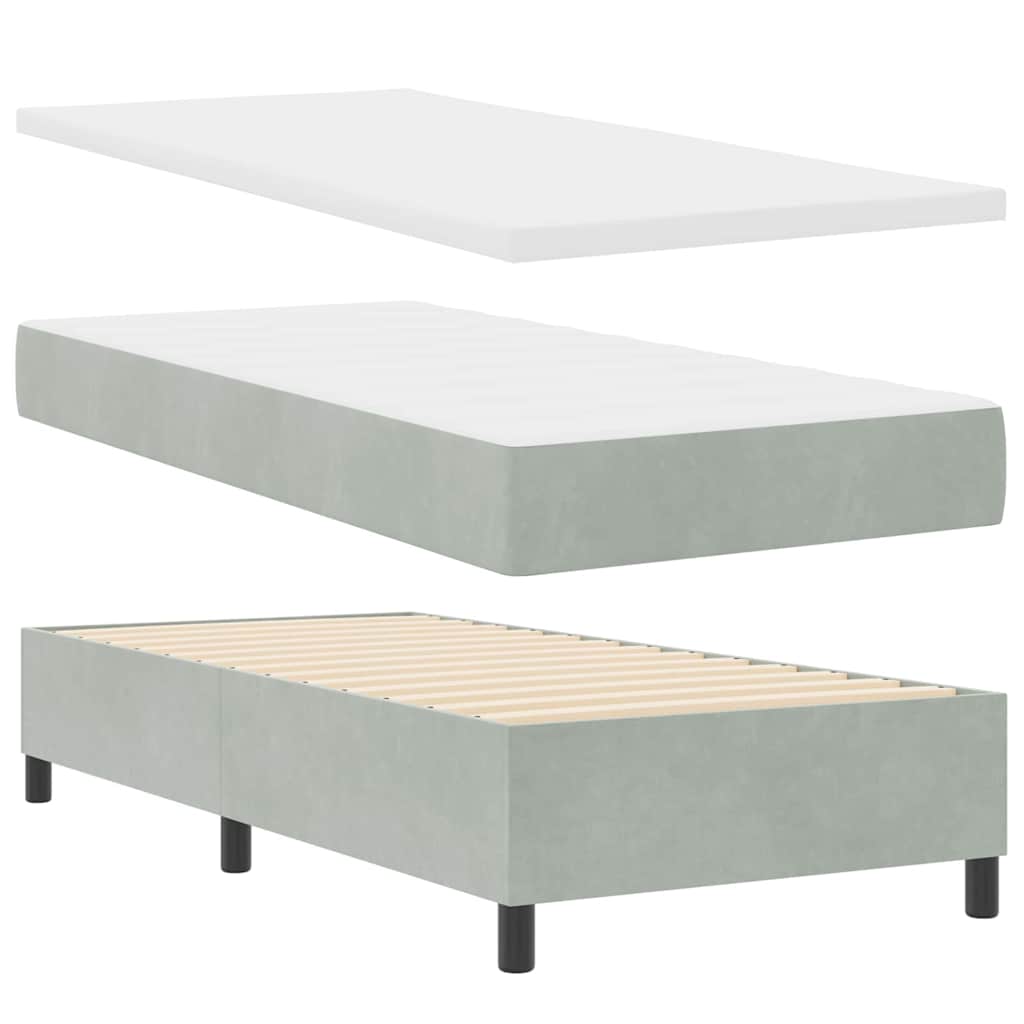 Box spring seng med madras Lysegrå 100 x 200 cm Fløjl
