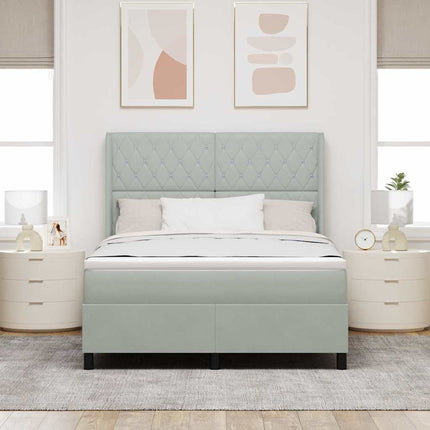 Box spring seng med madras Lysegrå 140 x 190 cm Fløjl