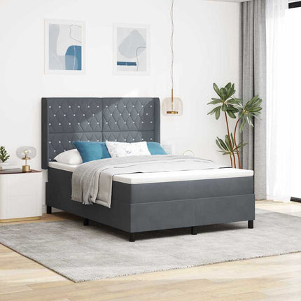 Box spring seng med madras Mørkegrå 140 x 190 cm Fløjl