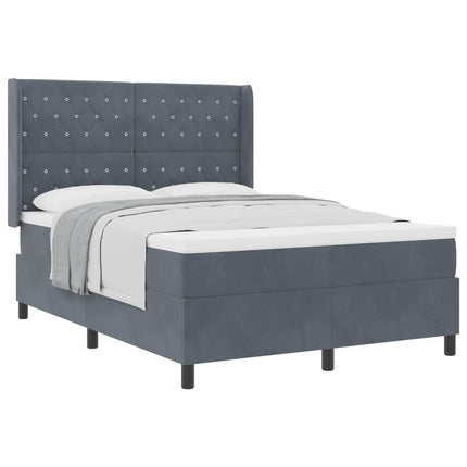 Box spring seng med madras Mørkegrå 140 x 190 cm Fløjl