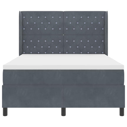 Box spring seng med madras Mørkegrå 140 x 190 cm Fløjl