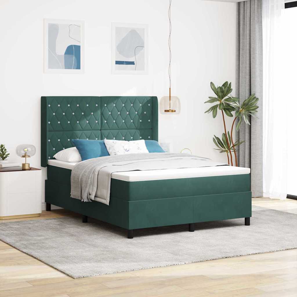 Box spring seng med madras Mrkegrn 140 x 200 cm Fljl