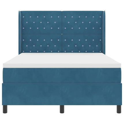 Box spring seng med madras Blå 140 x 200 cm Fløjl