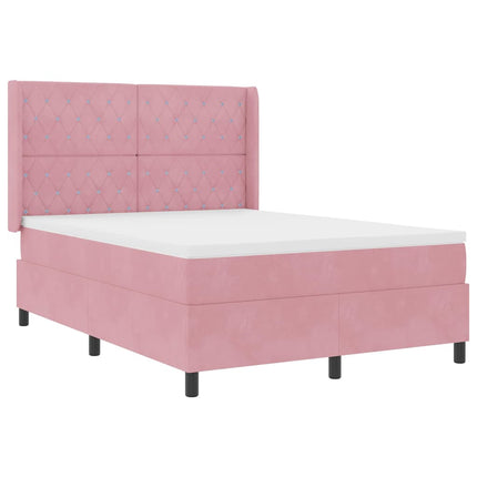 Box spring seng med madras Lyserød 140 x 200 cm Fløjl