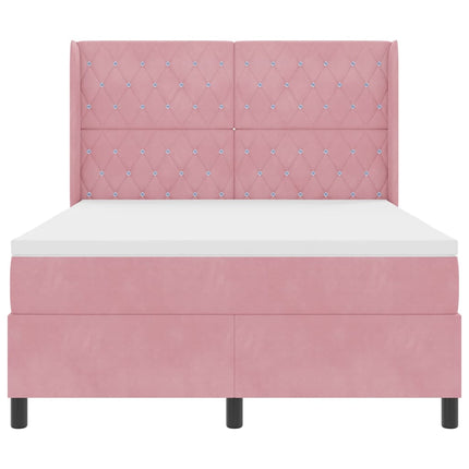Box spring seng med madras Lyserød 140 x 200 cm Fløjl