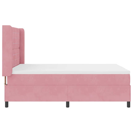 Box spring seng med madras Lyserød 140 x 200 cm Fløjl