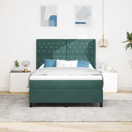 Box spring seng med madras Mørkegrøn 160 x 200 cm Fløjl