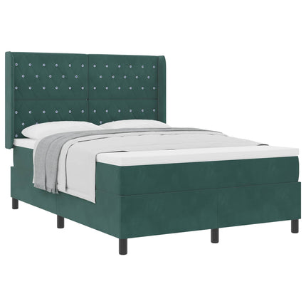 Box spring seng med madras Mørkegrøn 160 x 200 cm Fløjl