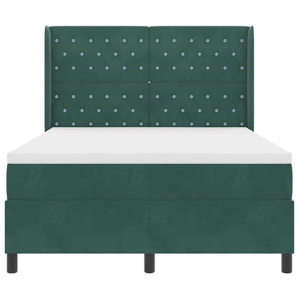 Box spring seng med madras Mørkegrøn 160 x 200 cm Fløjl