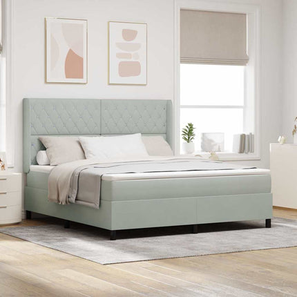 Box spring seng med madras Lysegrå 180 x 200 cm Fløjl