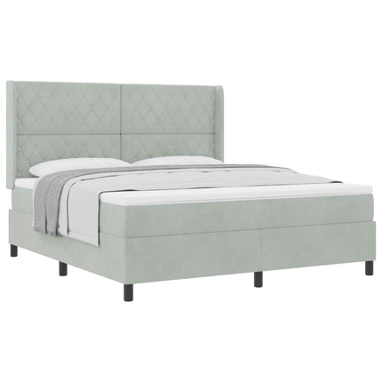 Box spring seng med madras Lysegrå 180 x 200 cm Fløjl