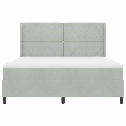 Box spring seng med madras Lysegrå 180 x 200 cm Fløjl
