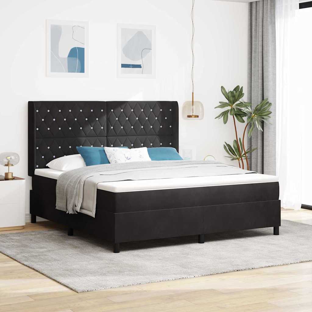 Box spring seng med madras Sort 180 x 200 cm Fljl
