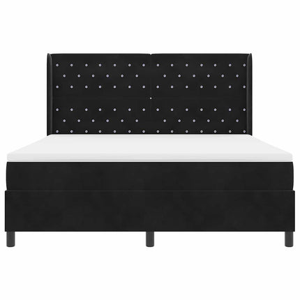 Box spring seng med madras Sort 180 x 200 cm Fløjl