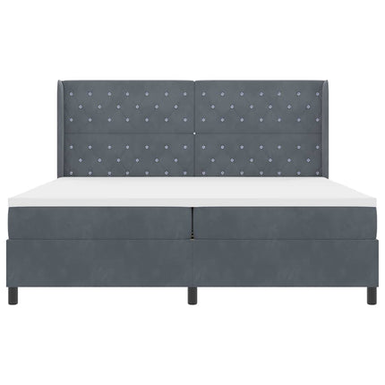 Box spring seng med madras Mørkegrå 200 x 200 cm Fløjl