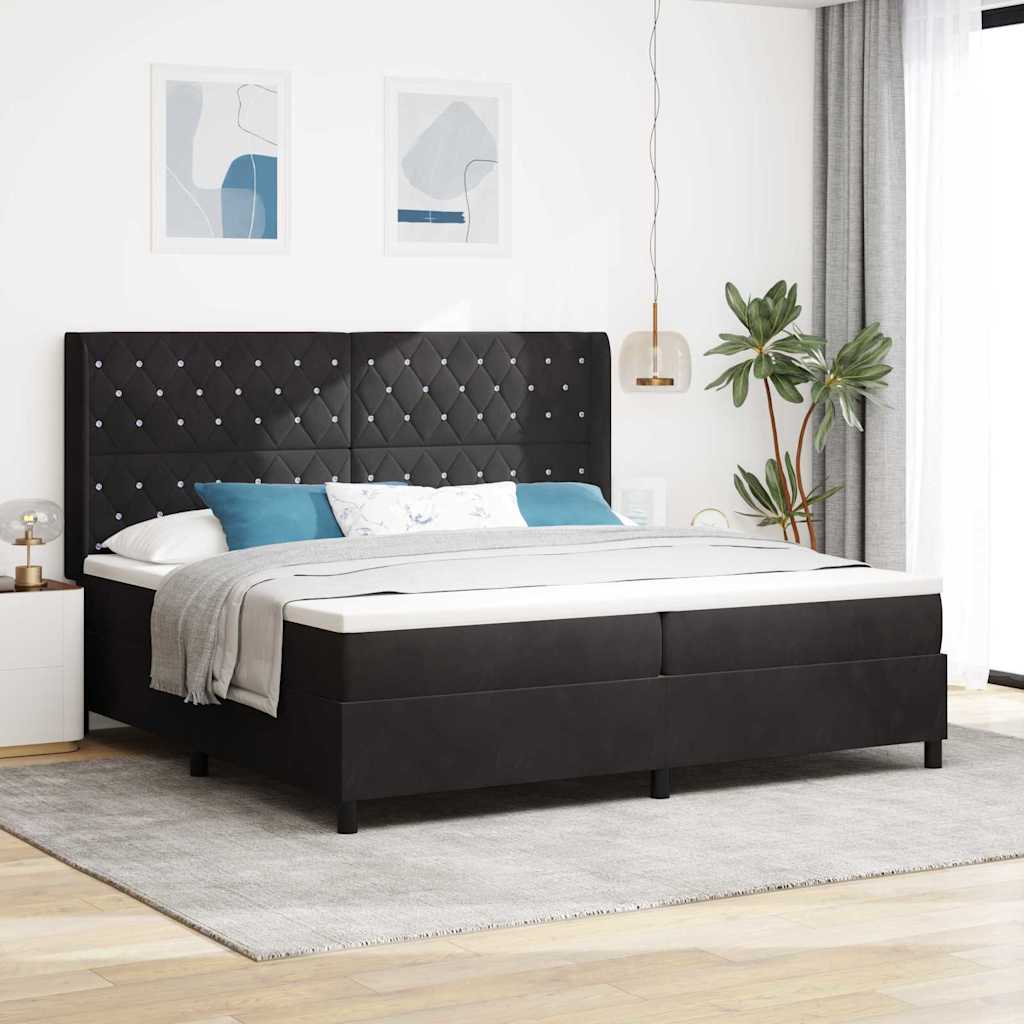 Box spring seng med madras Sort 200 x 200 cm Fljl