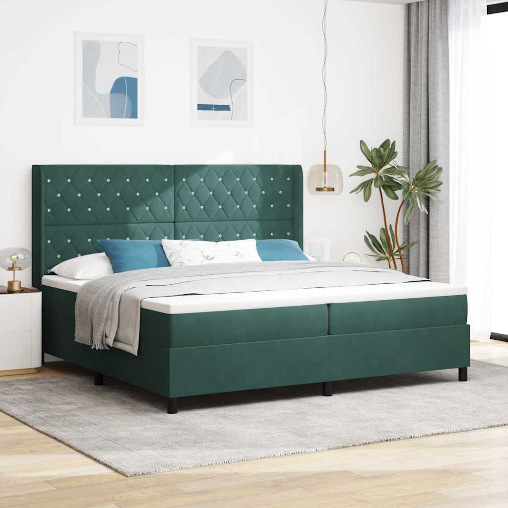 Box spring seng med madras Mrkegrn 200 x 200 cm Fljl