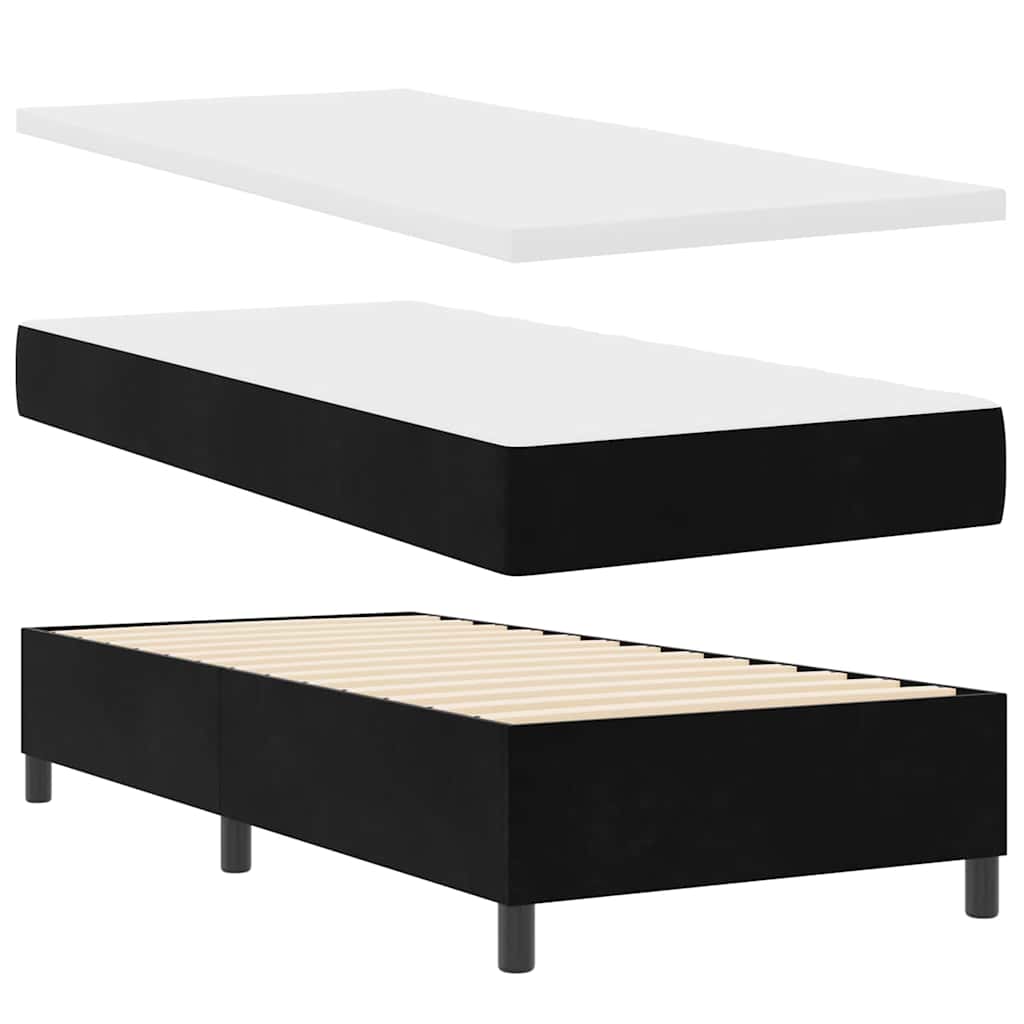Box spring seng med madras Sort 80 x 200 cm Fløjl