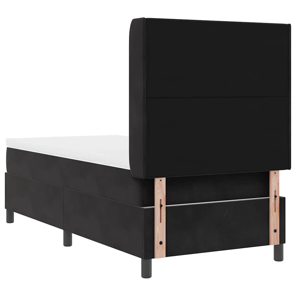 Box spring seng med madras Sort 80 x 200 cm Fløjl