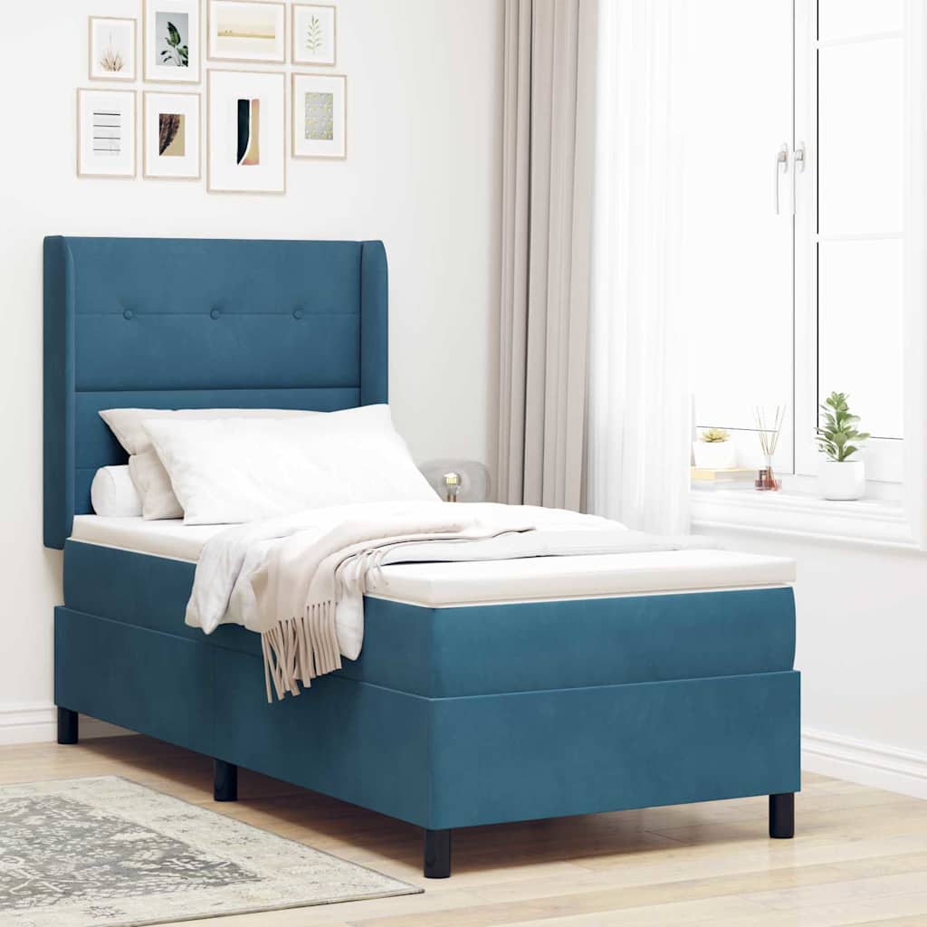 Box spring seng med hovedgrde Bl 80 x 200 cm Fljl