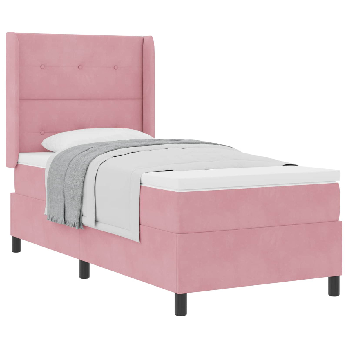 Box spring seng med hovedgrde Lyserd 80 x 200 cm Fljl