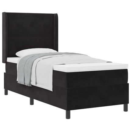 Box spring seng med hovedgærde Sort 90 x 190 cm Fløjl