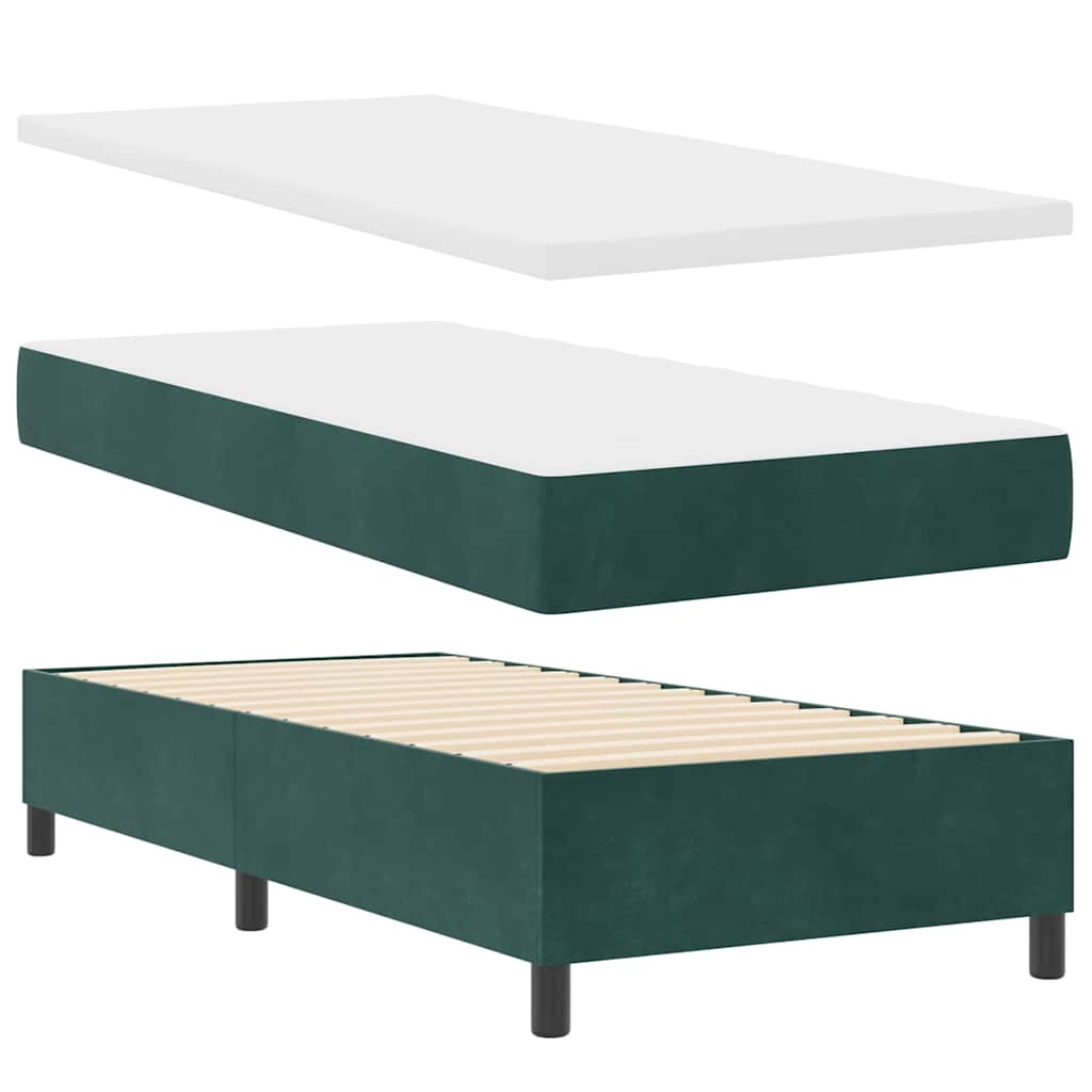 Box spring seng med madras Mørkegrøn 90 x 190 cm Fløjl