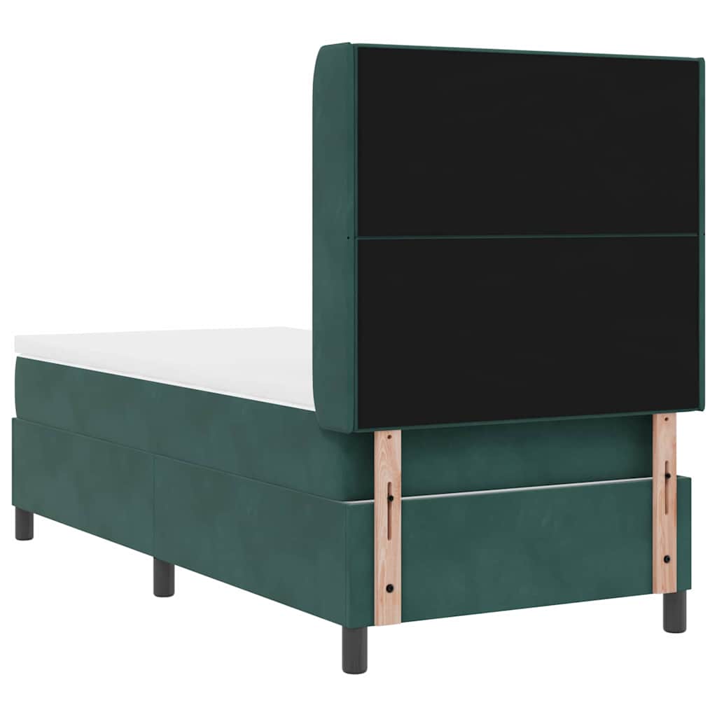 Box spring seng med madras Mørkegrøn 90 x 190 cm Fløjl