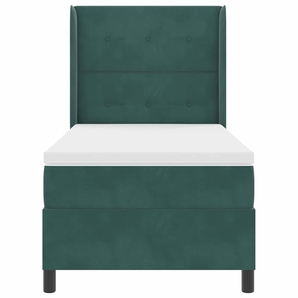 Box spring seng med madras Mørkegrøn 90 x 190 cm Fløjl