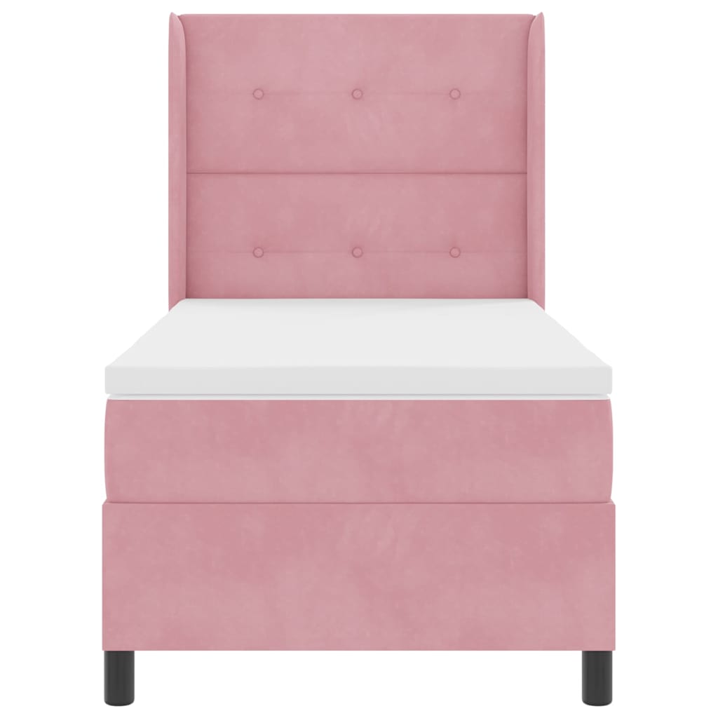 Box spring seng med madras Lyserød 90 x 190 cm Fløjl