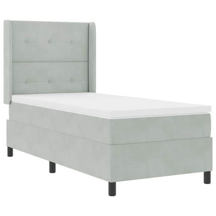 Box spring seng med hovedgærde Lysegrå 90 x 200 cm Fløjl