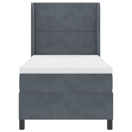 Box spring seng med hovedgærde Mørkegrå 90 x 200 cm Fløjl