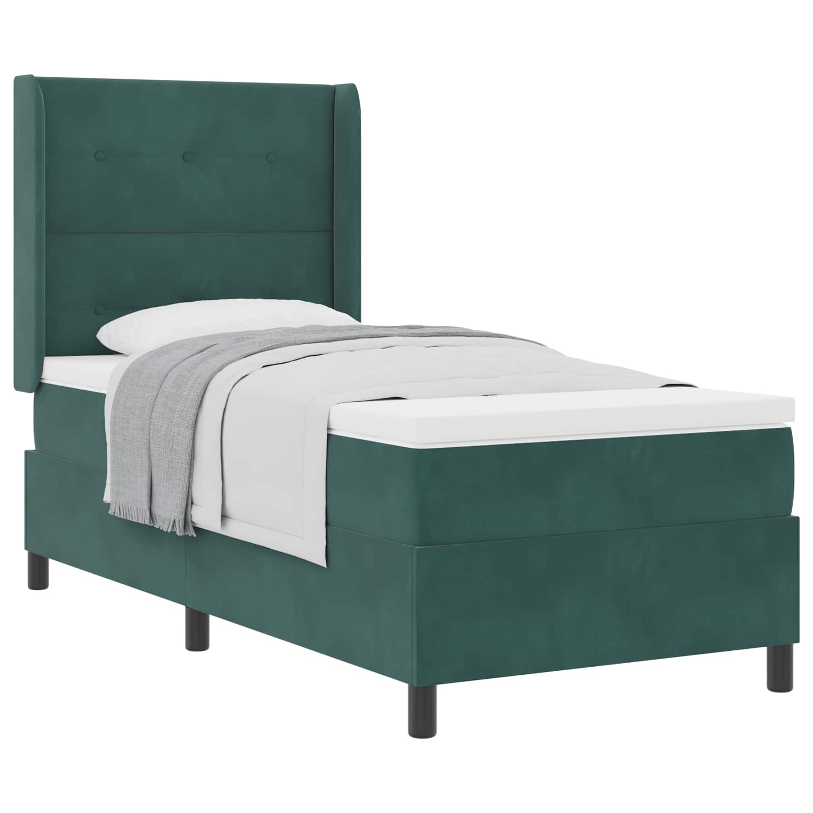 Box spring seng med madras Mørkegrøn 100 x 200 cm Fløjl