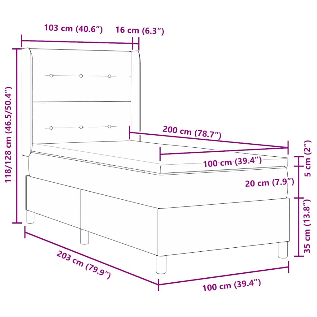 Box spring seng med madras Mørkegrøn 100 x 200 cm Fløjl
