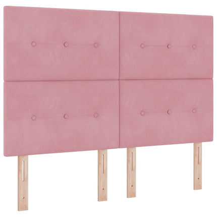 Box spring seng med hovedgærde Lyserød 140 x 190 cm Fløjl