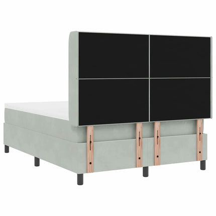 Box spring seng med hovedgærde Lysegrå 140 x 200 cm Fløjl