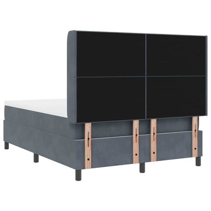 Box spring seng med hovedgærde Mørkegrå 140 x 200 cm Fløjl