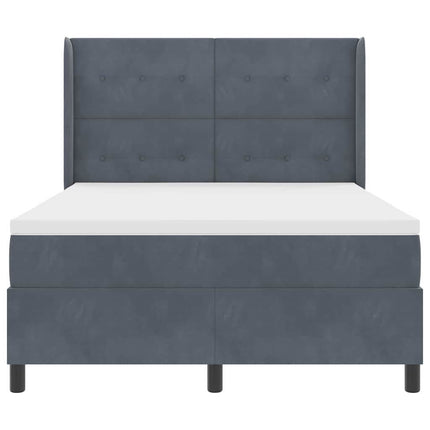 Box spring seng med hovedgærde Mørkegrå 140 x 200 cm Fløjl
