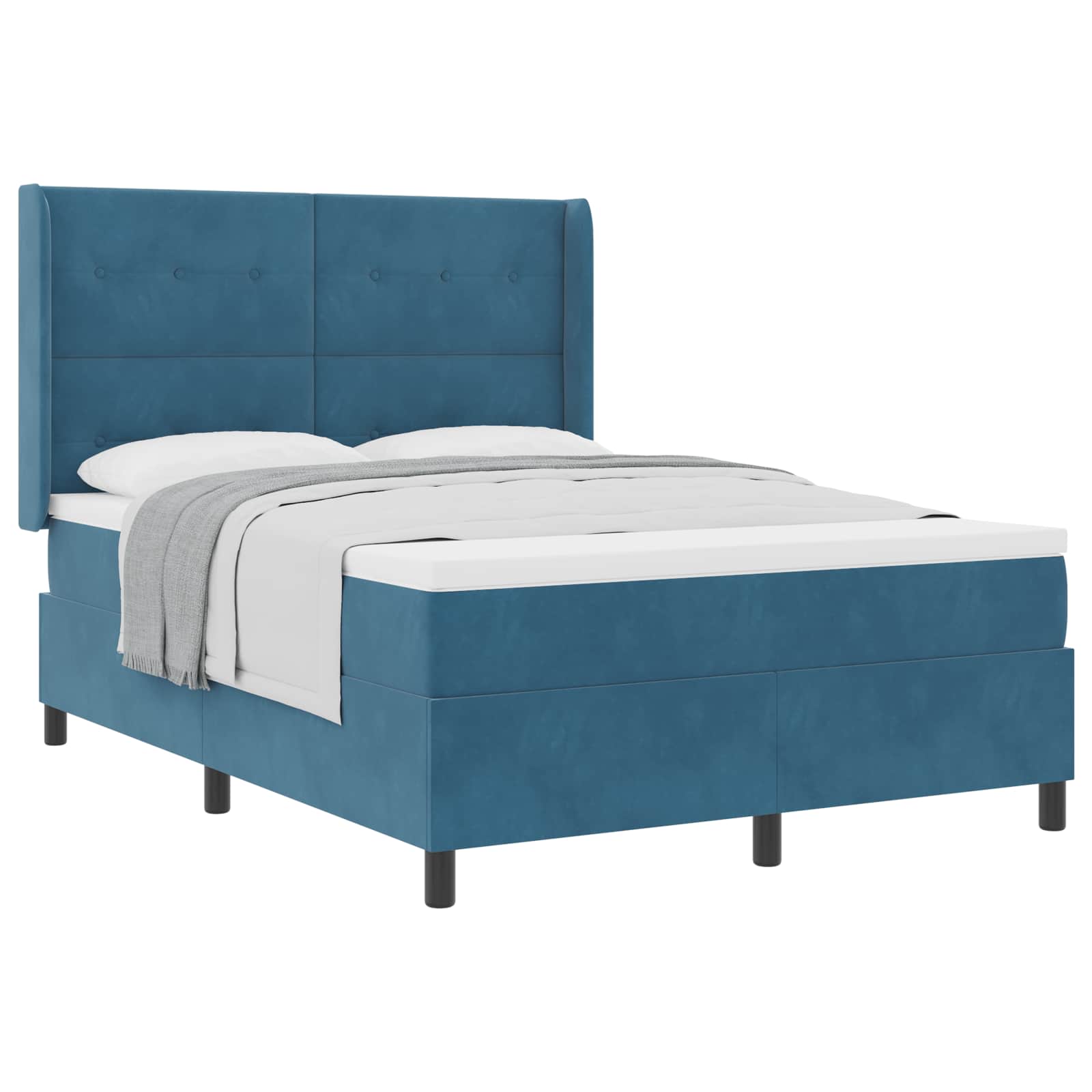 Box spring seng med madras Blå 140 x 200 cm Fløjl