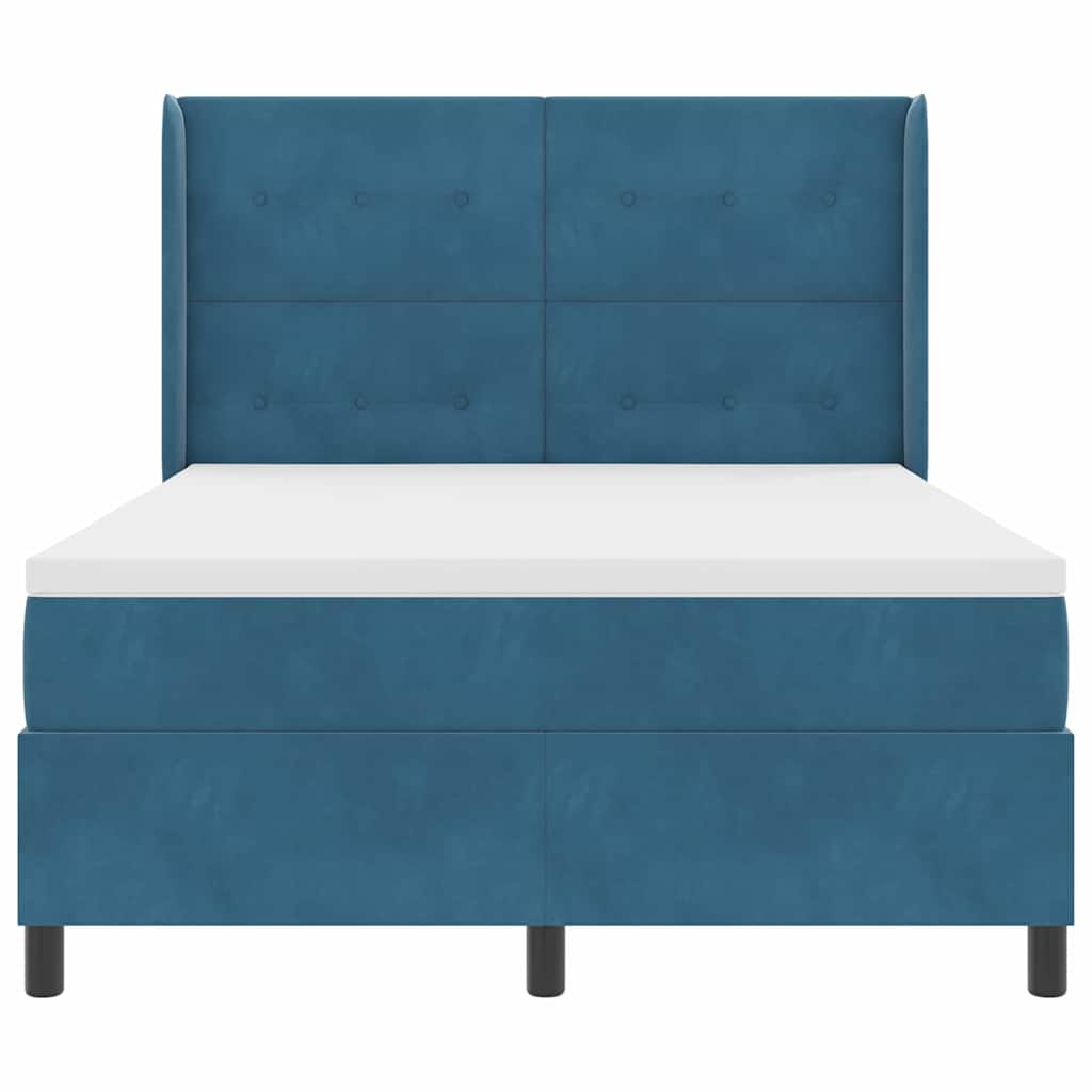 Box spring seng med madras Blå 140 x 200 cm Fløjl