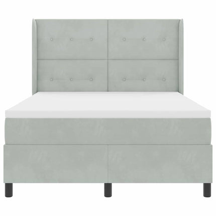 Box spring seng med hovedgærde Lysegrå 160 x 200 cm Fløjl