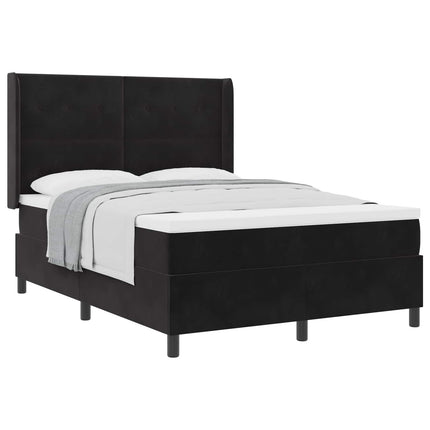 Box spring seng med hovedgærde Sort 160 x 200 cm Fløjl