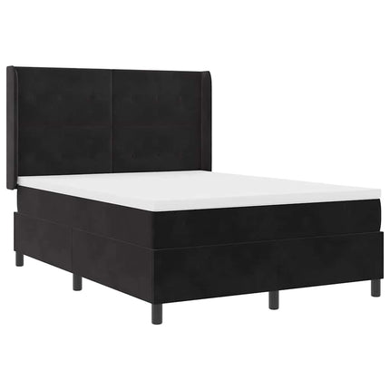 Box spring seng med hovedgærde Sort 160 x 200 cm Fløjl
