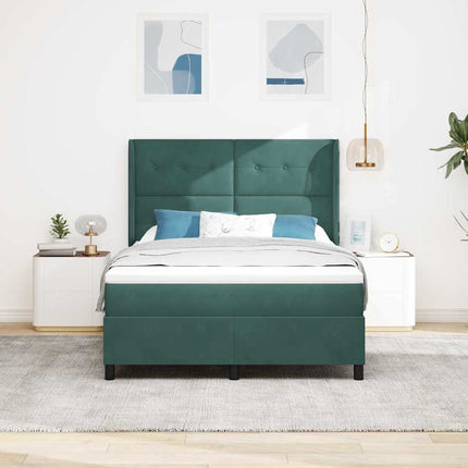 Box spring seng med hovedgærde Mørkegrøn 160 x 200 cm Fløjl