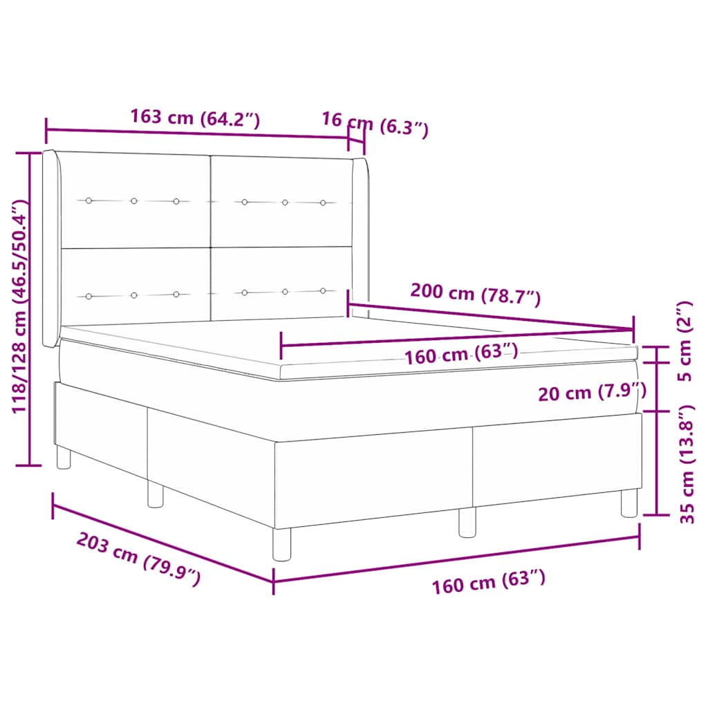 Box spring seng med madras Blå 160 x 200 cm Fløjl
