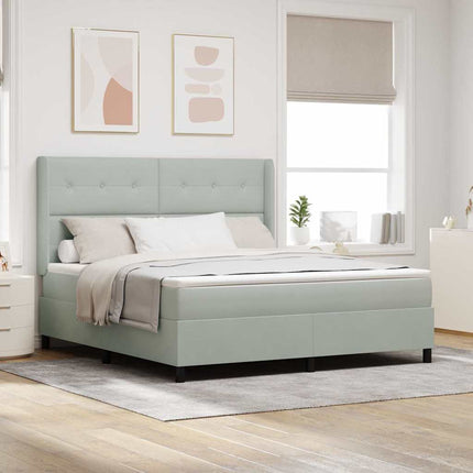 Box spring seng med hovedgærde Lysegrå 180 x 200 cm Fløjl