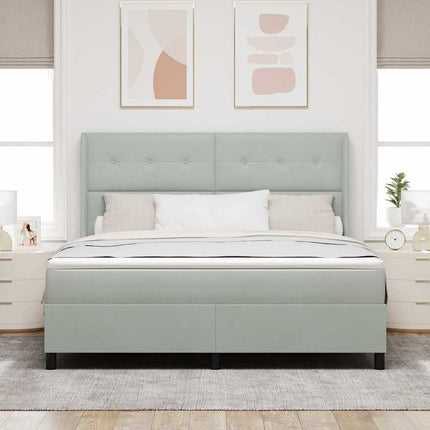 Box spring seng med hovedgærde Lysegrå 180 x 200 cm Fløjl