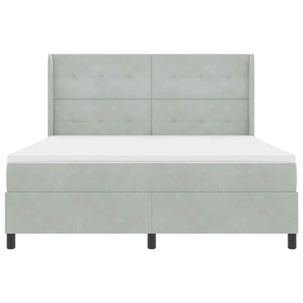 Box spring seng med hovedgærde Lysegrå 180 x 200 cm Fløjl